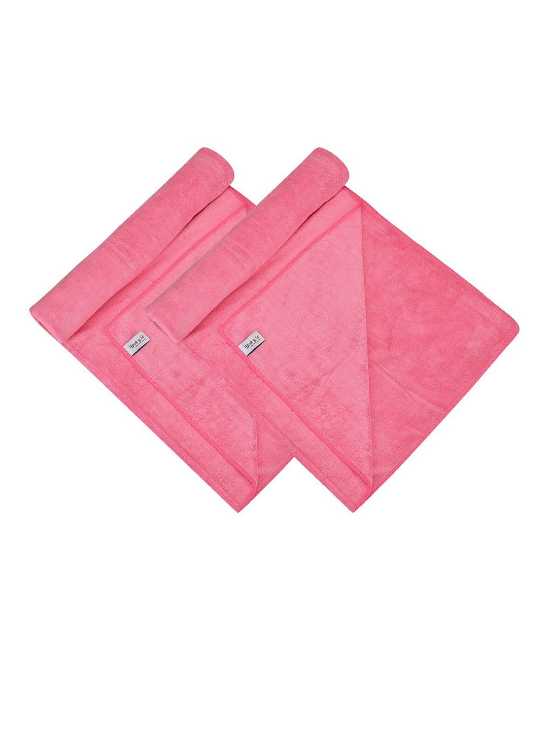 Black Gold Set Of 2 Pink Solid 400GSM Bath Towels Price in India