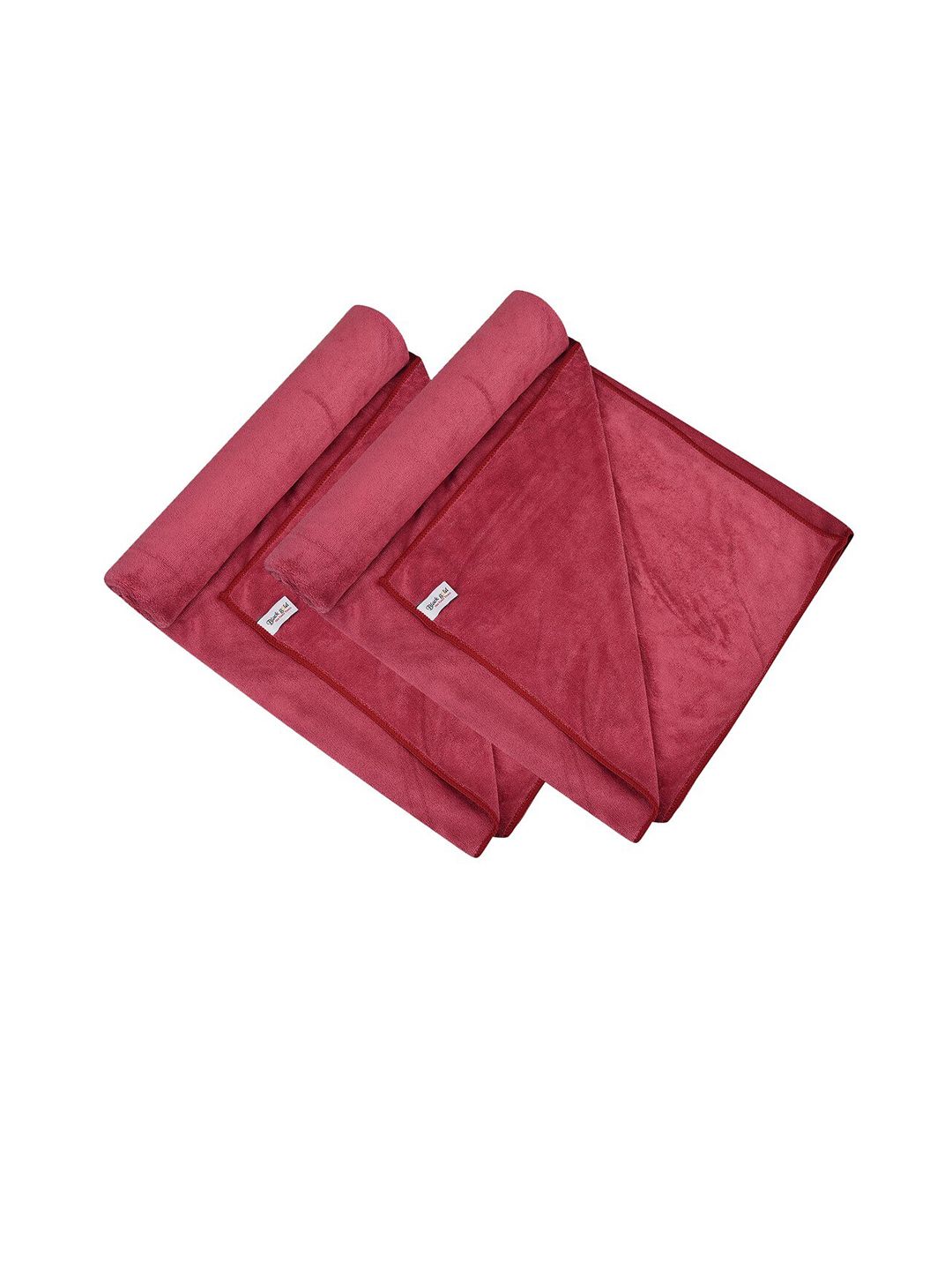 Black gold Pack of 2 Dark Pink Solid Bath Towels Price in India