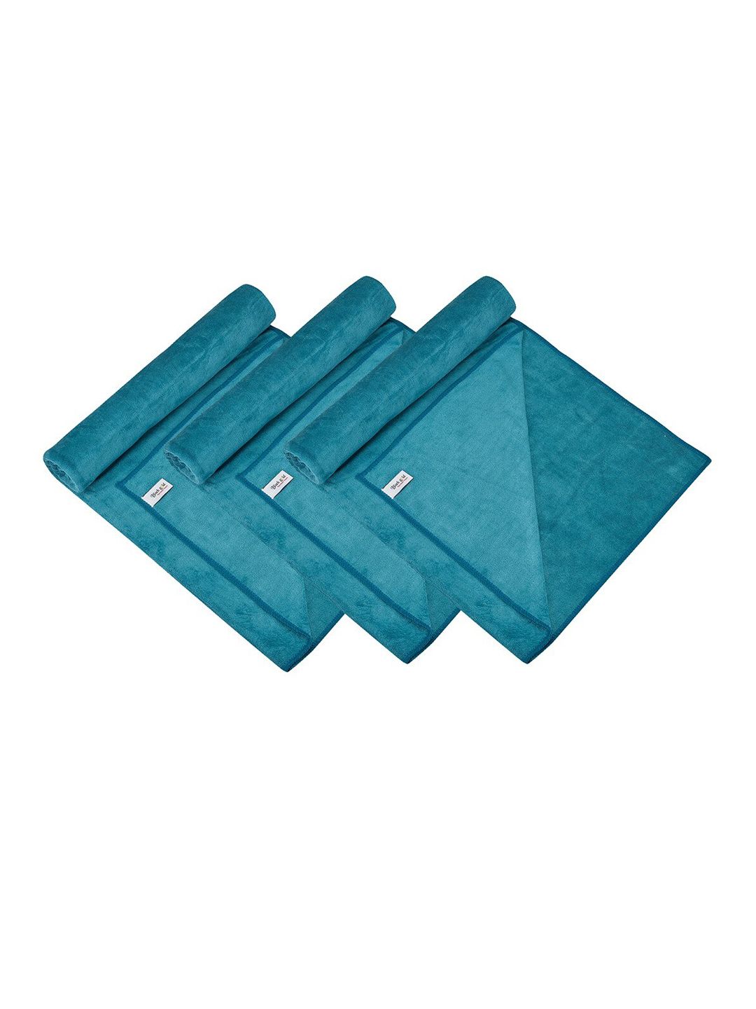 Black gold Set Of 3 Peacock Green Solid 400 GSM Bath Towels Price in India
