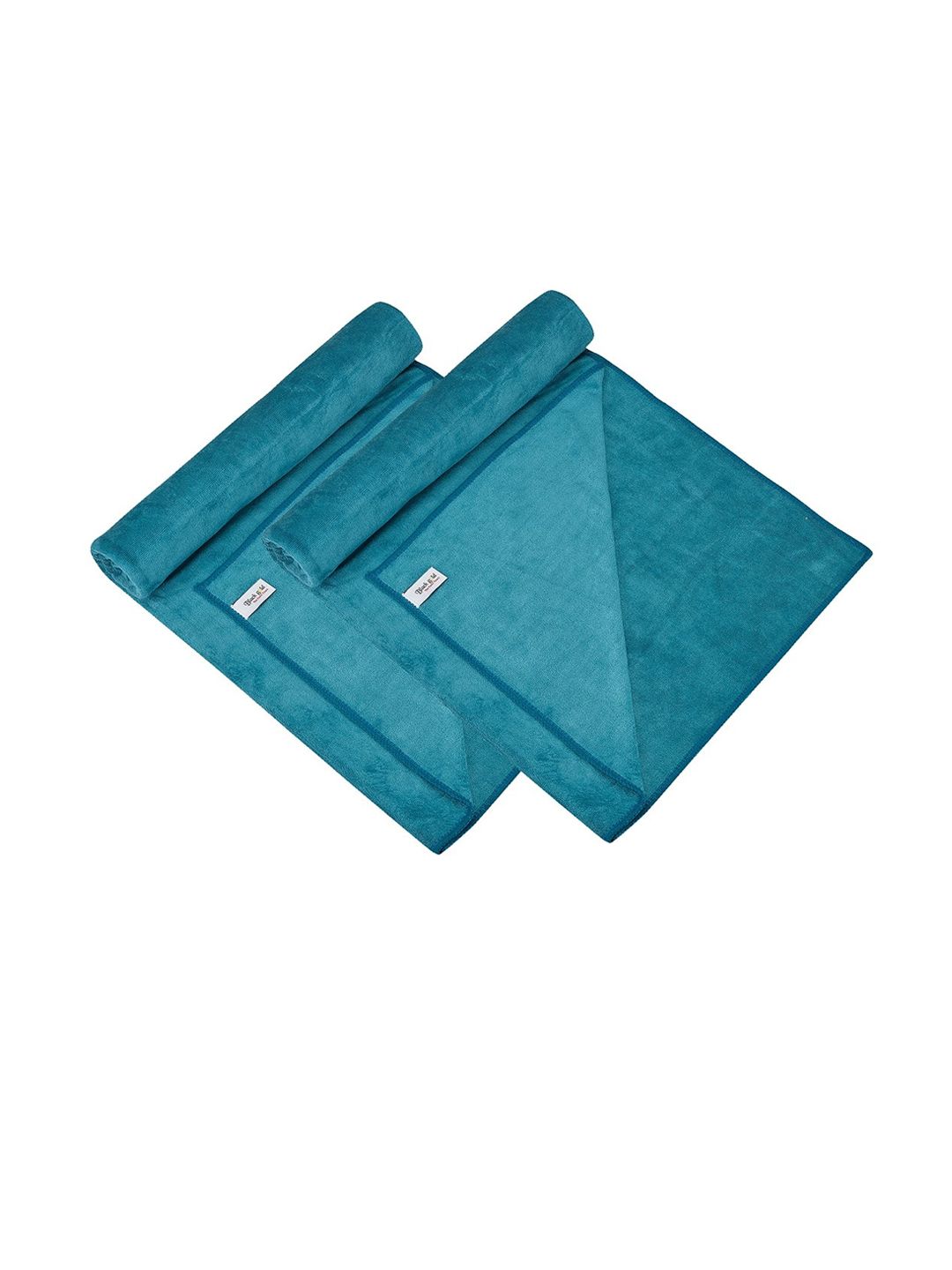 Black gold Set Of 2 Peacock Green Solid 400 GSM Bath Towels Price in India