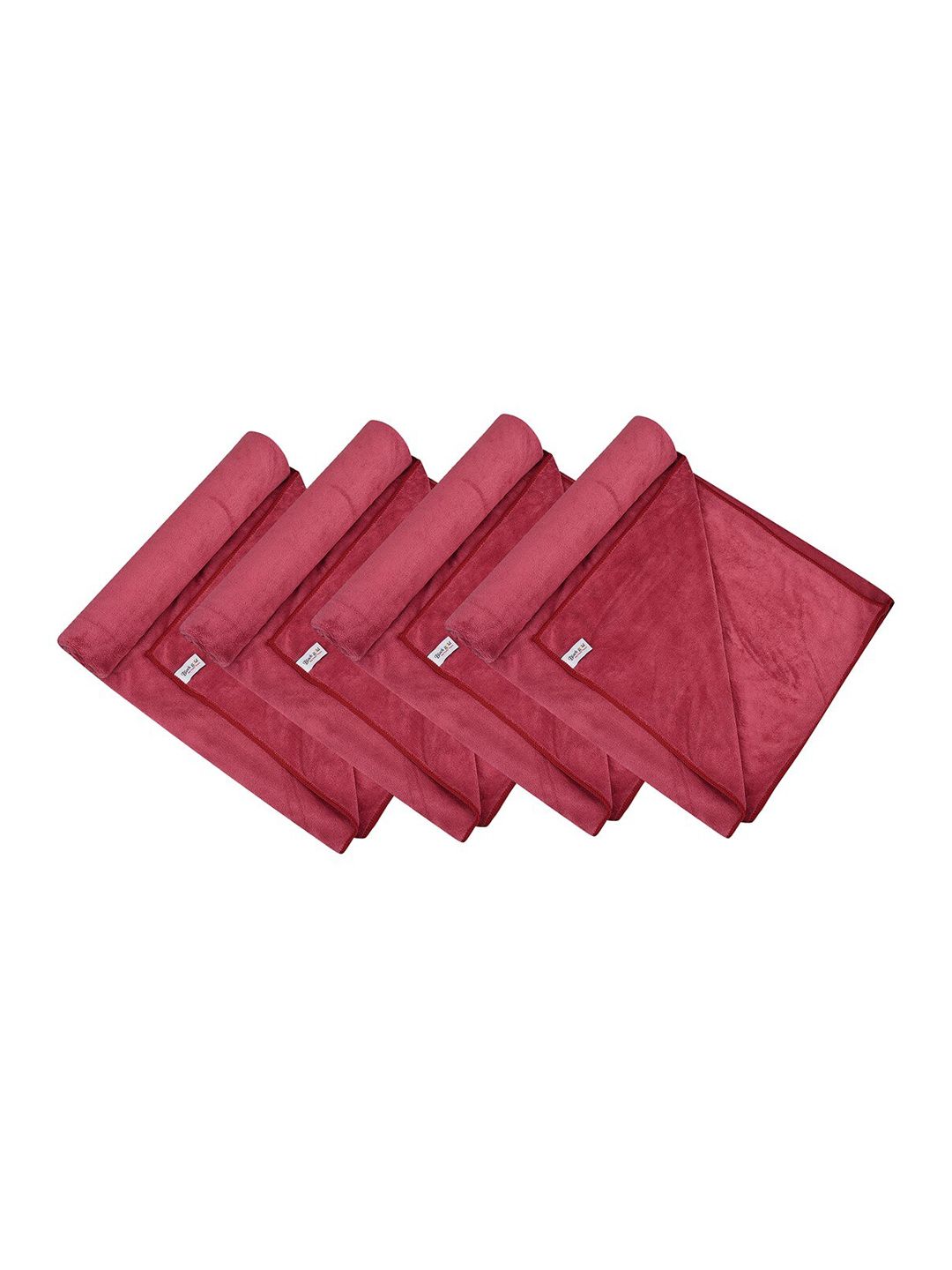 Black gold Pack of 4 Maroon Solid Bath Towels Price in India
