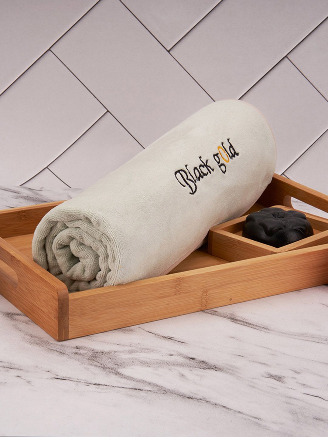 Black gold Green Solid 400 GSM Microfiber Cotton Bath Towel