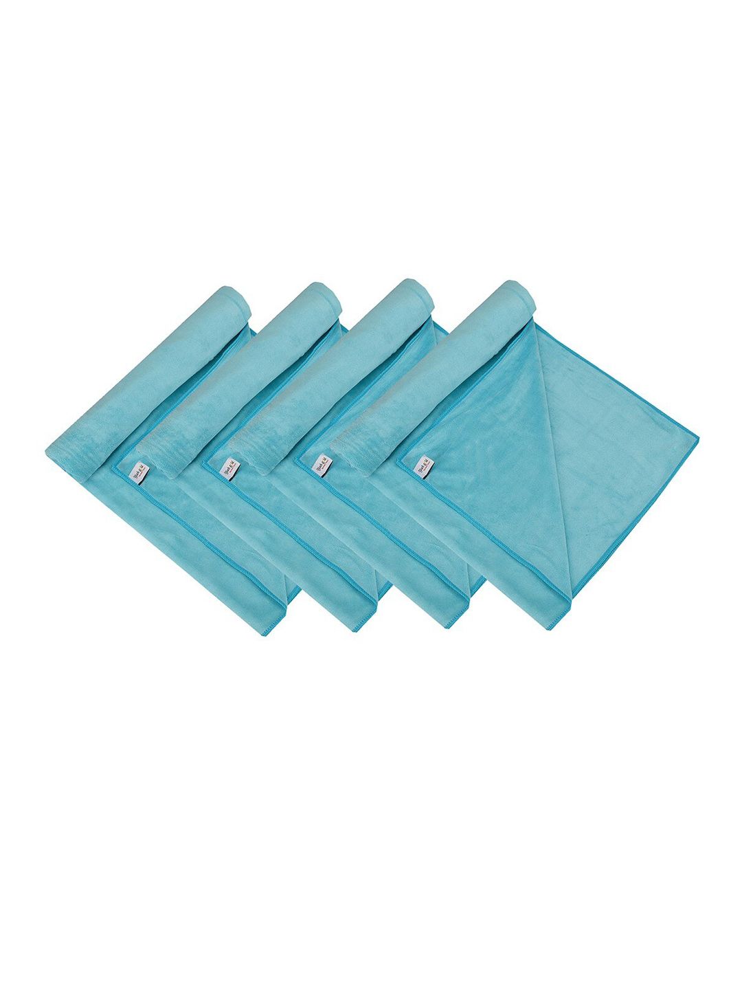 Black gold Set Of 4 Blue Solid 400 GSM Microfiber Bath Towels Price in India