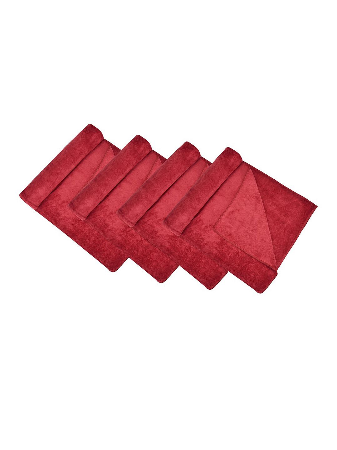 Black gold Pack of 4 Maroon Solid 400 GSM Microfiber Bath Towels Price in India