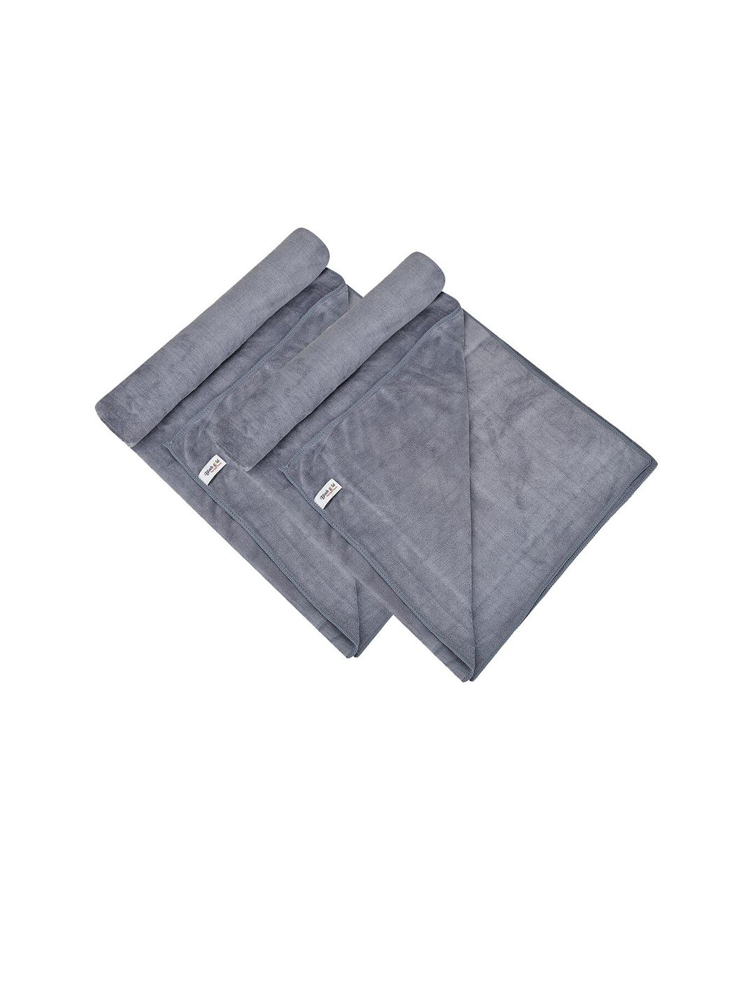 Black gold Pack Of 2 Grey Solid 400 GSM Microfiber Bath Towels Price in India