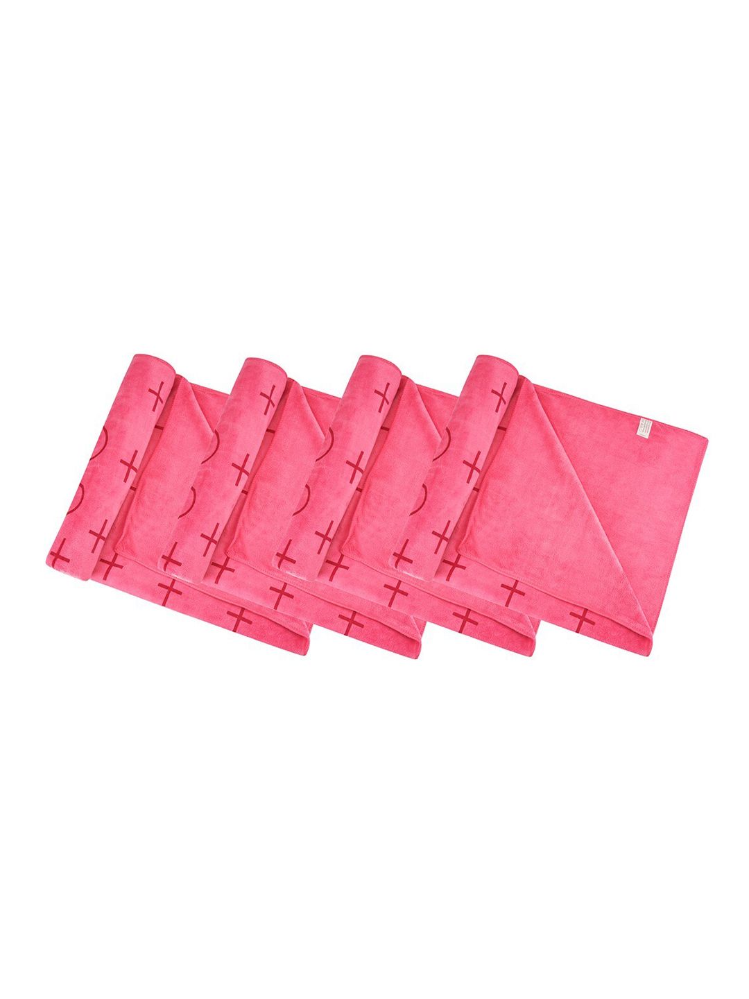 Black gold Pack Of 4 Pink Solid 400 GSM Microfiber Bath Towels Price in India