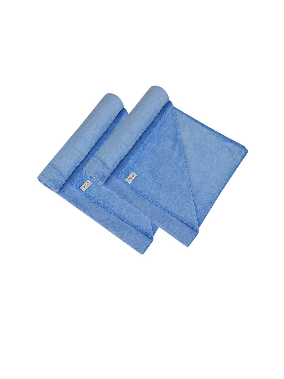 Black gold Set Of 2 Blue Solid 400 GSM Microfiber Bath Towels Price in India