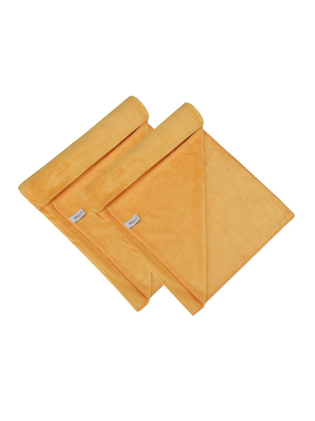 Black gold Set Of 2 Yellow Solid 400 GSM Microfiber Bath Towels Price in India