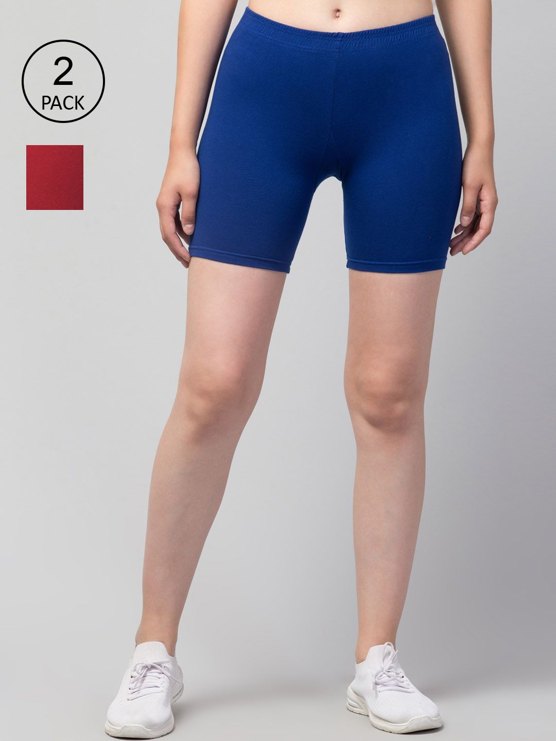 Apraa & Parma Women Blue Pack Of 2 Slim Fit Cycling Pure Cotton Sports Shorts Price in India