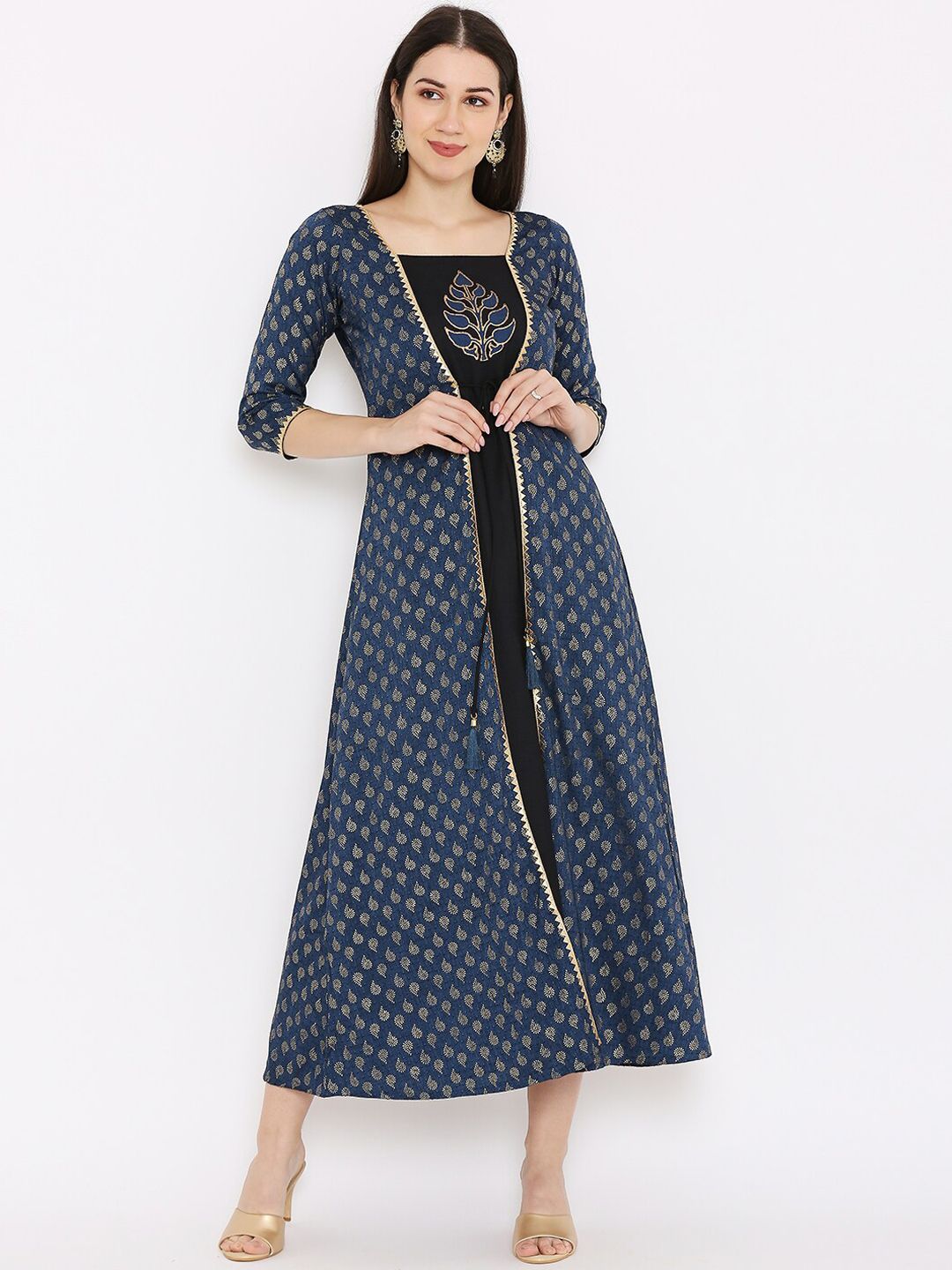 Peppertree Women Blue Ethnic Block Print Dress Price in India