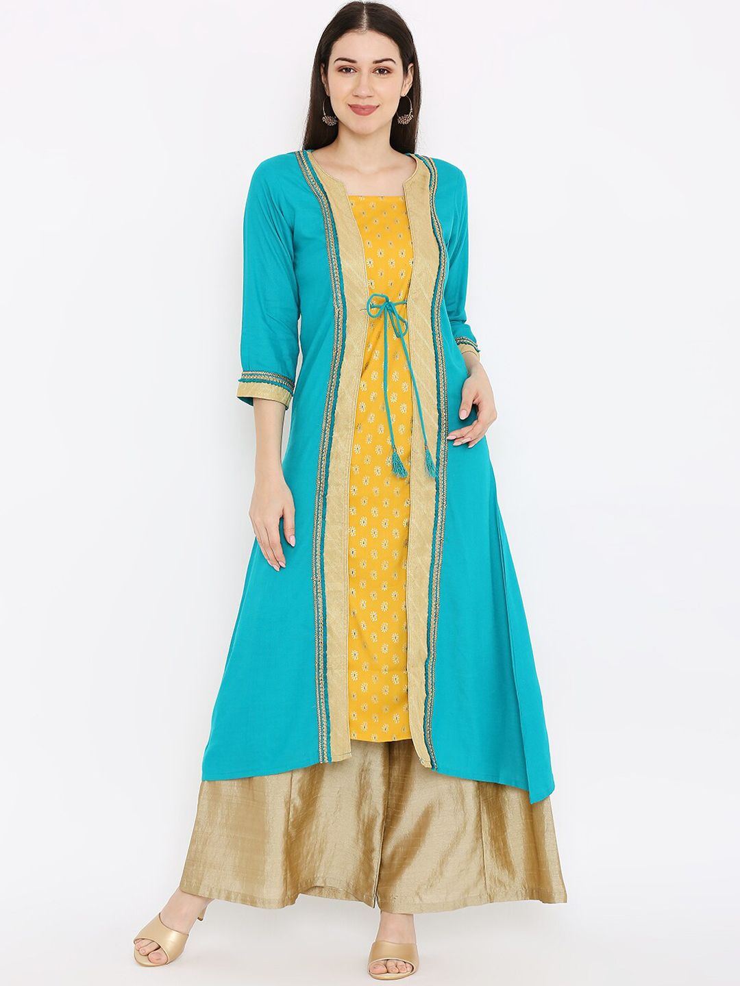 Peppertree Women Green Block Printed Ethnic Dresses Price in India