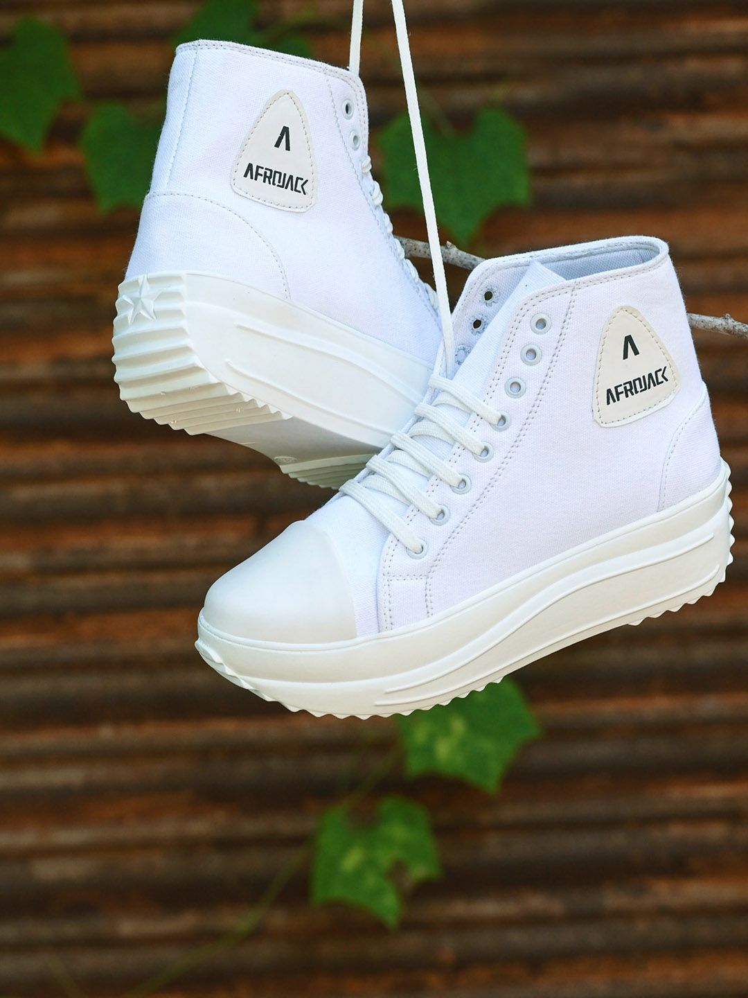 AfroJack Women White Canvas Lace-Up Sneakers Price in India