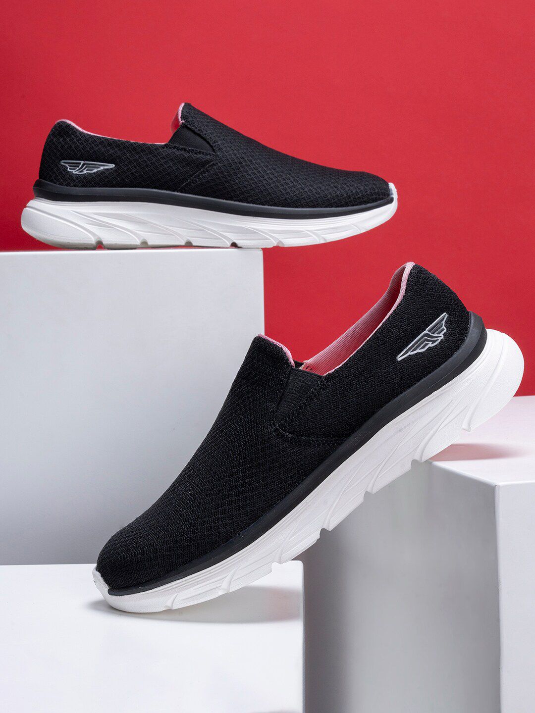 Red Tape Women Black Textile Walking Shoes Price in India