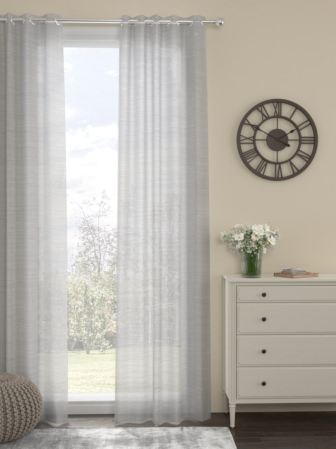 ROSARA HOME Off White Solid Sheer Long Door Curtain Price in India