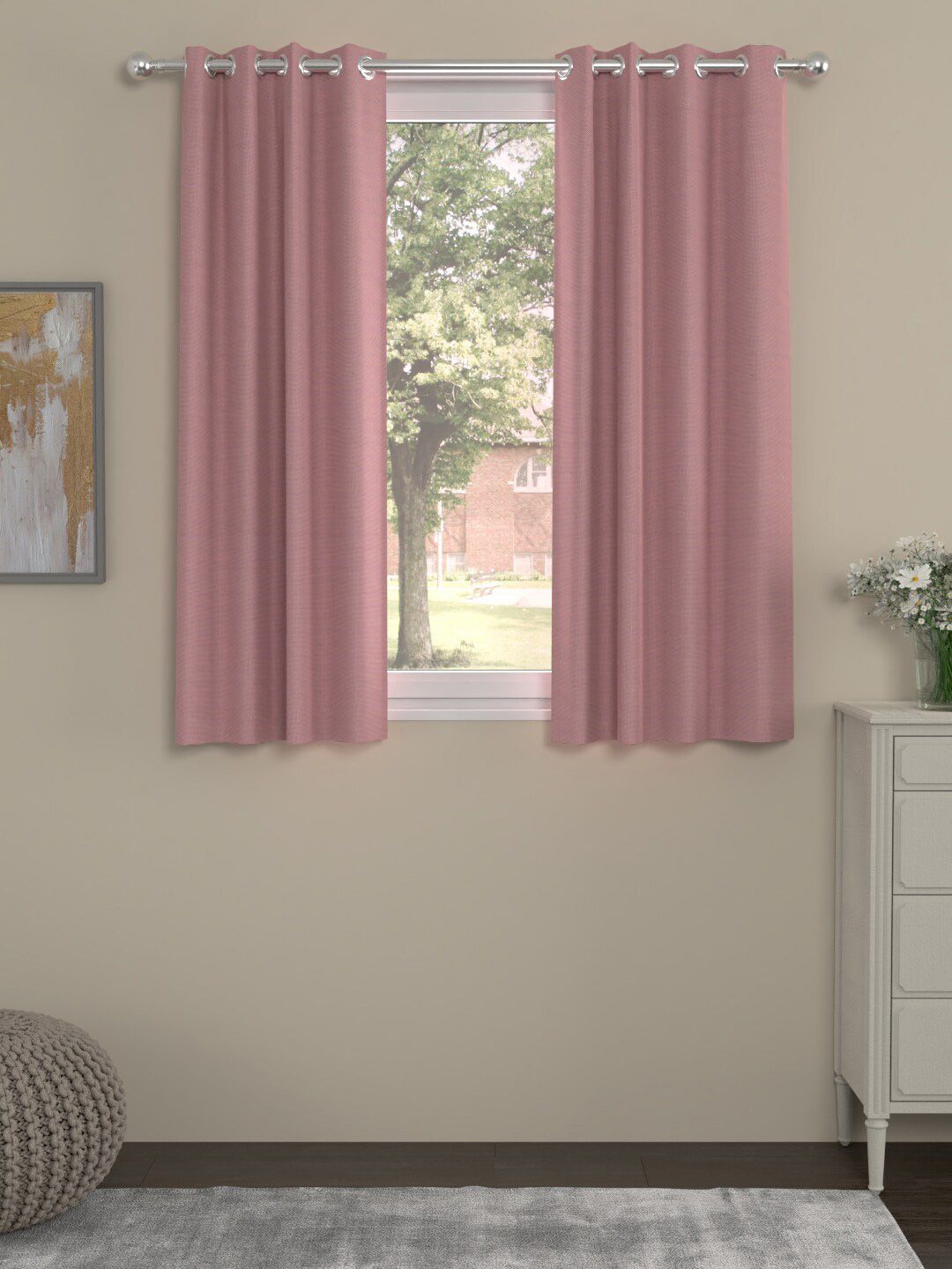 ROSARA HOME Nude-Coloured Set of 2 Window Curtain Price in India