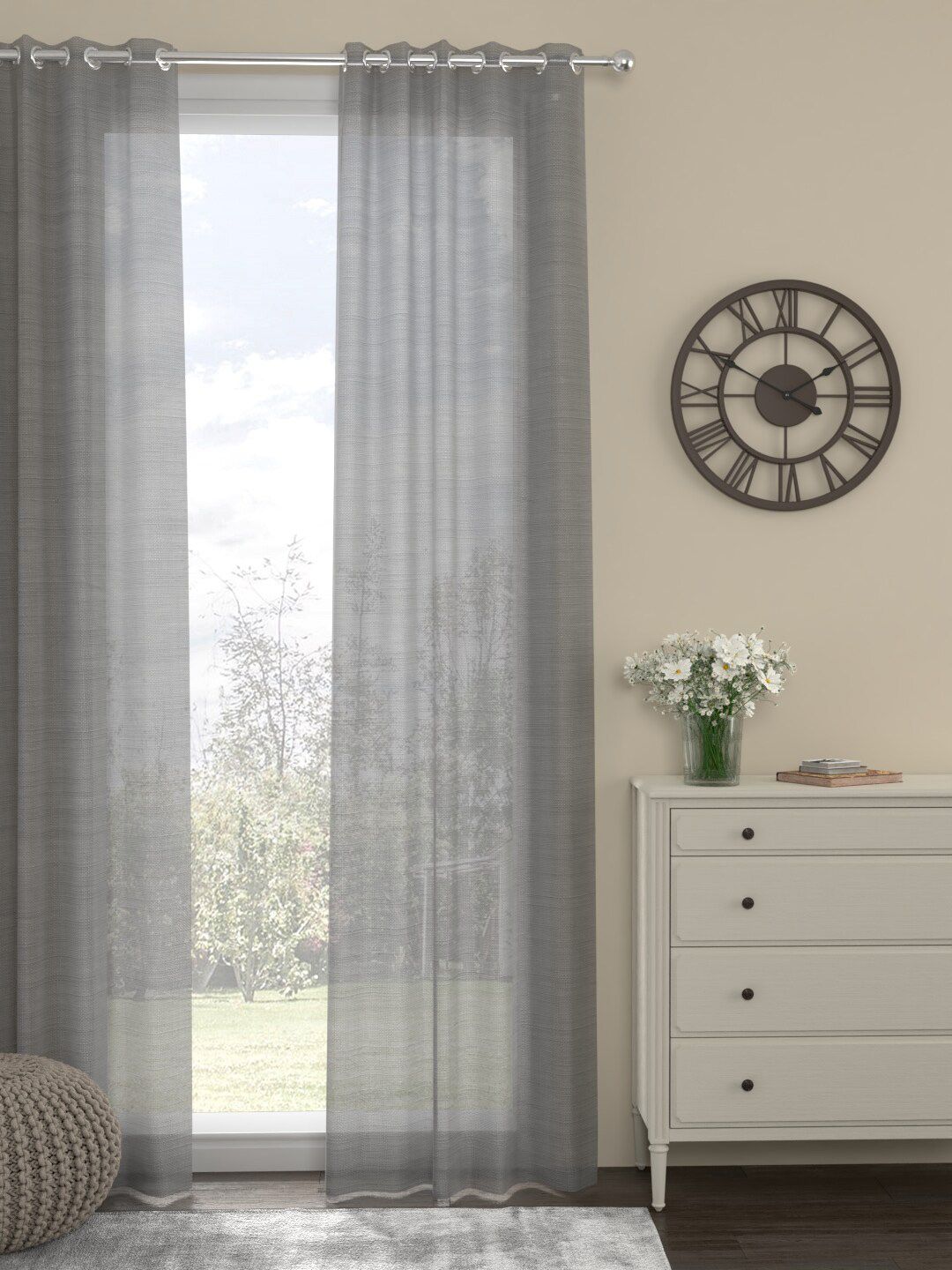 ROSARA HOME Grey Sheer Door Curtain Price in India