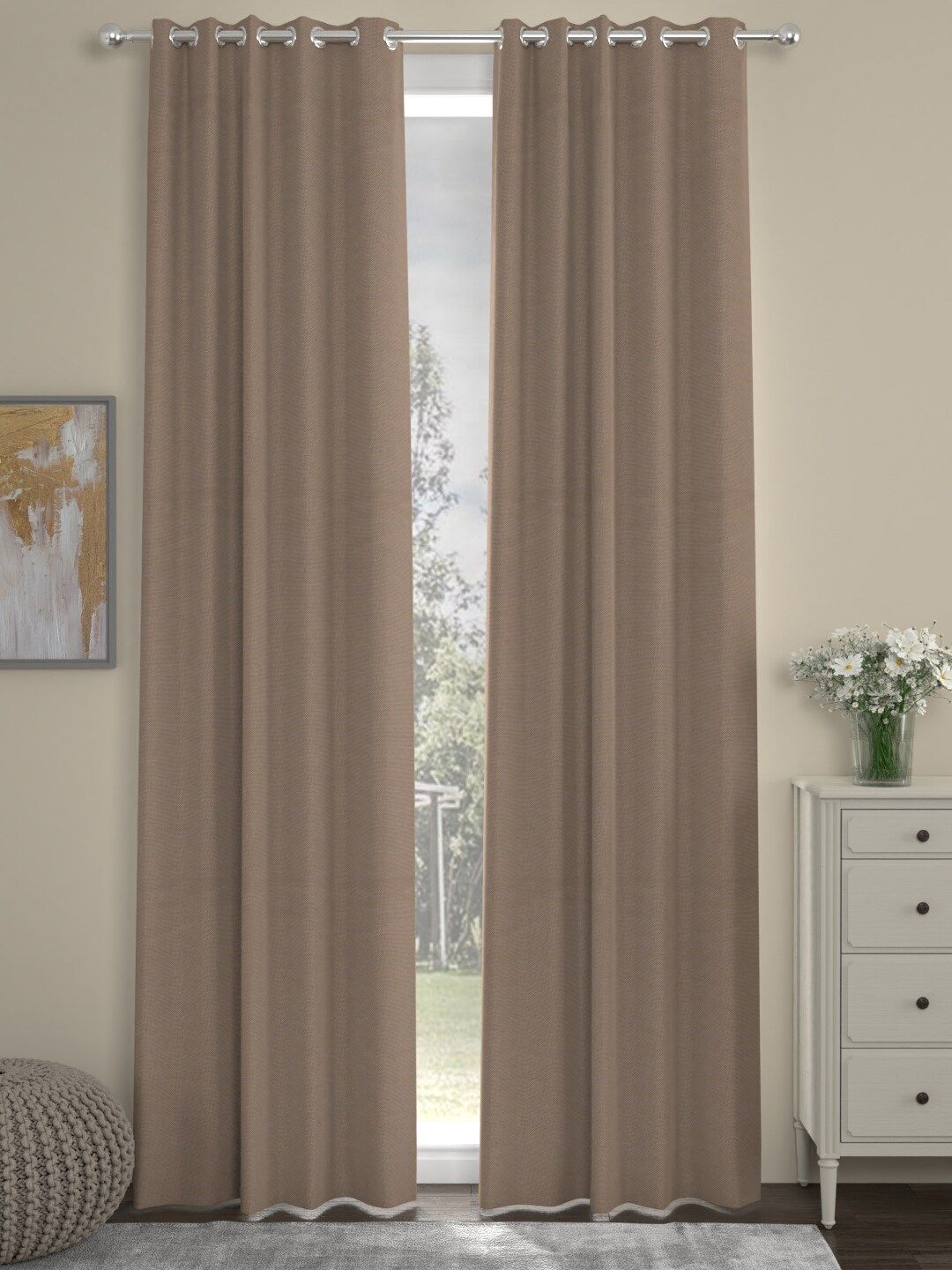 ROSARA HOME Taupe Set of 2 Door Curtain Price in India