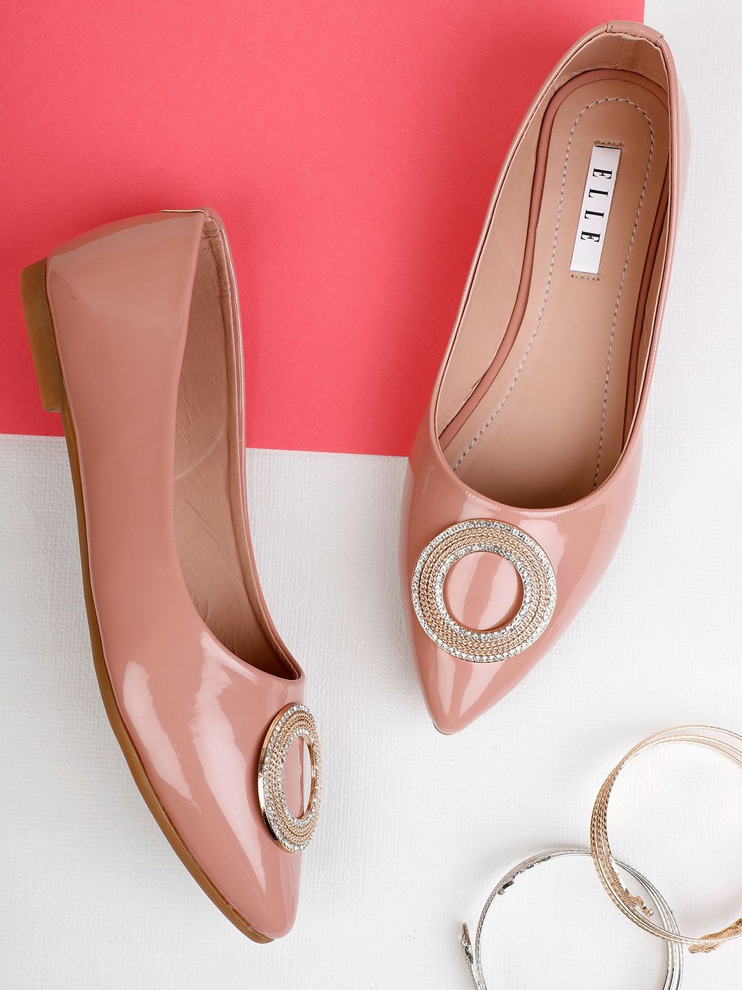 ELLE Women Peach-Coloured Ballerinas Flats