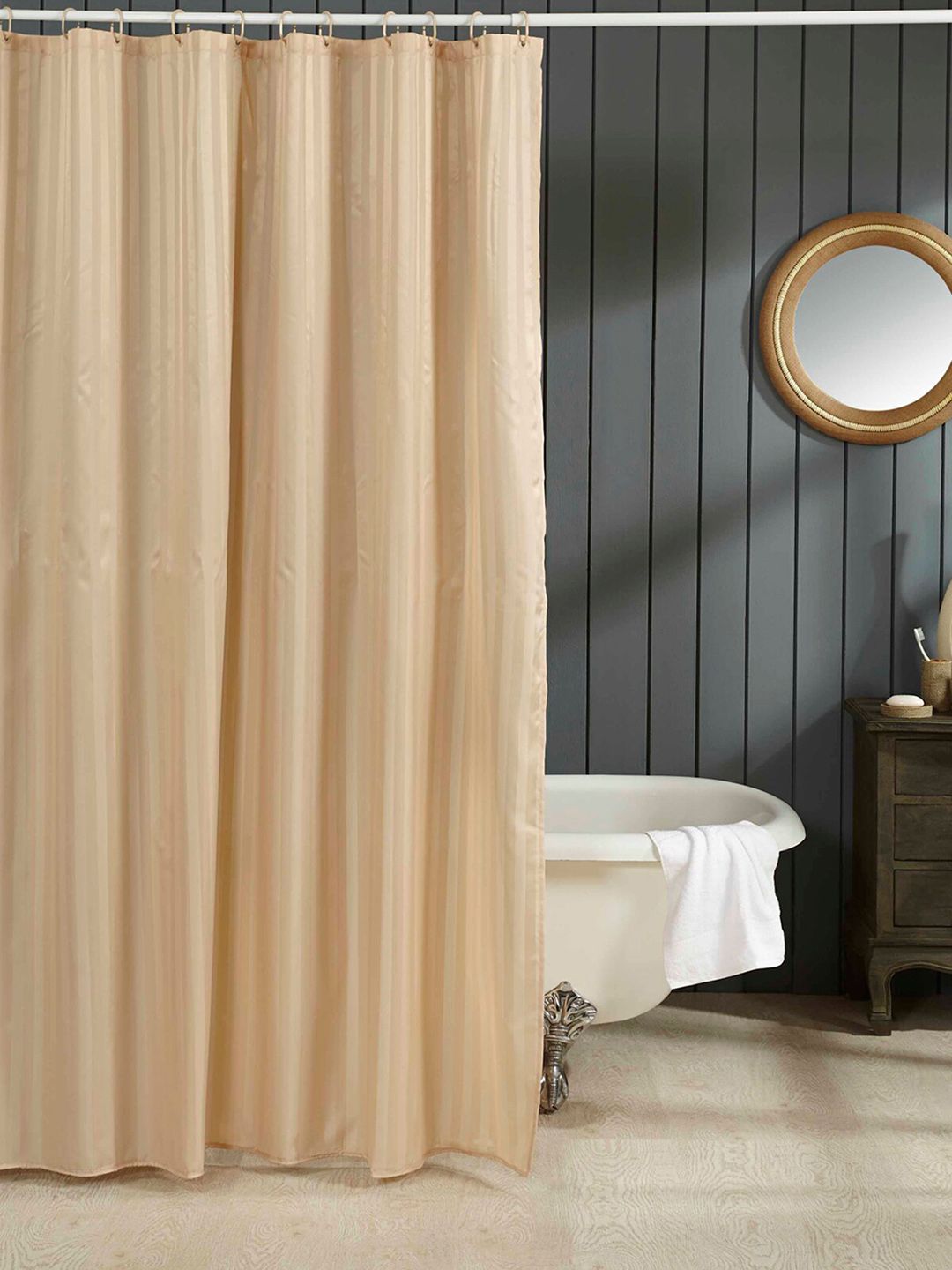 OBSESSIONS Rust Striped Shower Water Repellent Curtain