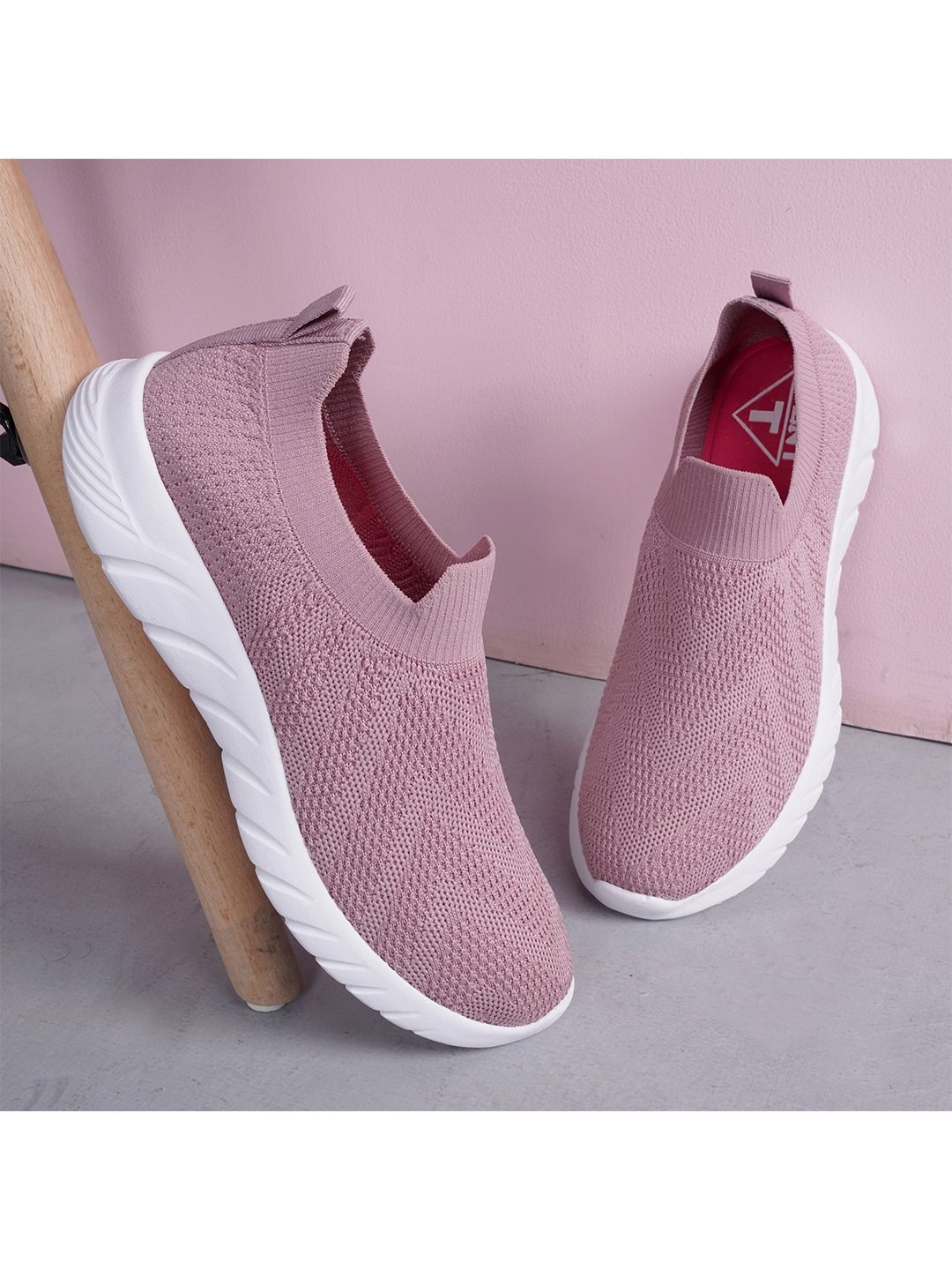 TPENT Women Rose Gold Mesh Running Non-Marking Shoes Price in India