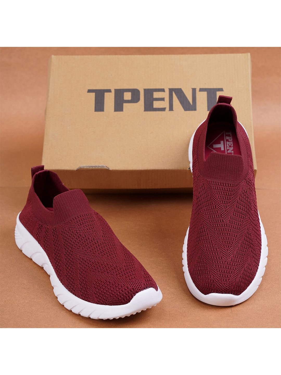 TPENT Women Maroon Mesh Walking Non-Marking Shoes Price in India