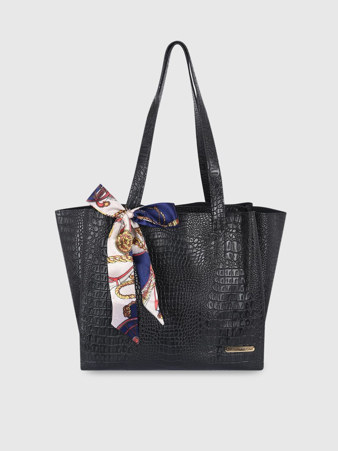 Bagsy Malone Animal Textured PU Structured Tote Bag with Bow Detail