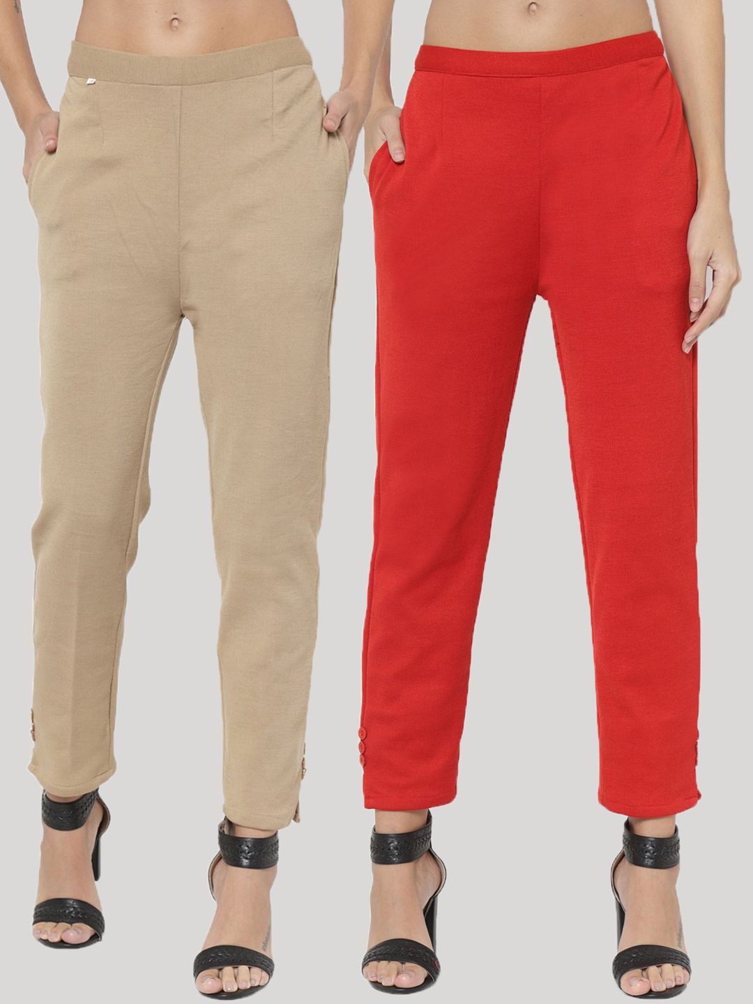 Clora Creation Women Pack of 2 Smart Easy Wash Trousers Price in India
