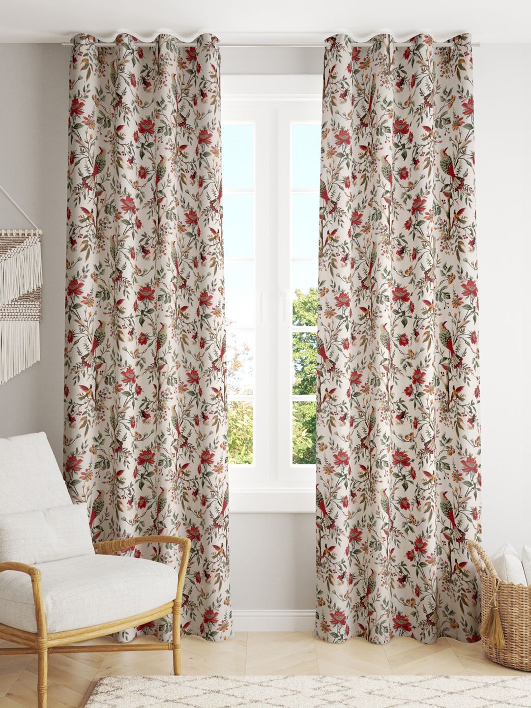 Gulaab Jaipur Set of 2 Floral Cotton Long Door Curtain Price in India