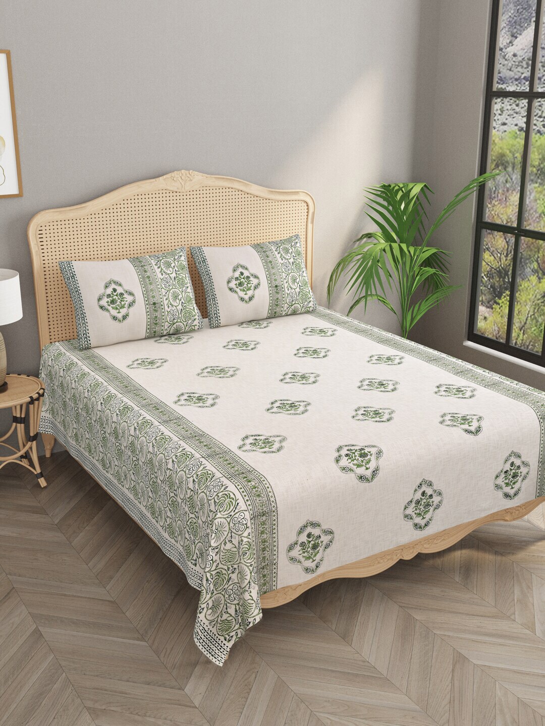 Gulaab Jaipur Handblock Printed Double King Cotton Bed Covers Price in India