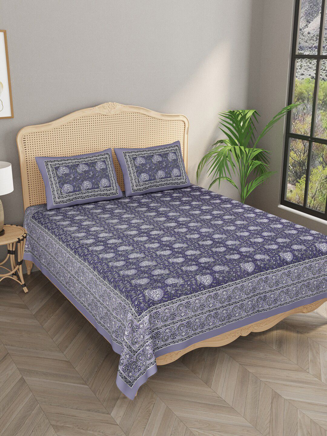 Gulaab Jaipur Printed 400 TC King Bedsheet with 2 Pillow Covers Price in India