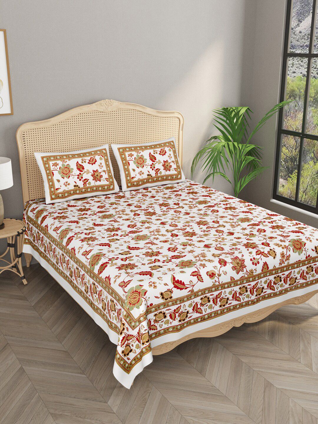 Gulaab Jaipur Printed 600 TC King Bedsheet with 2 Pillow Covers Price in India