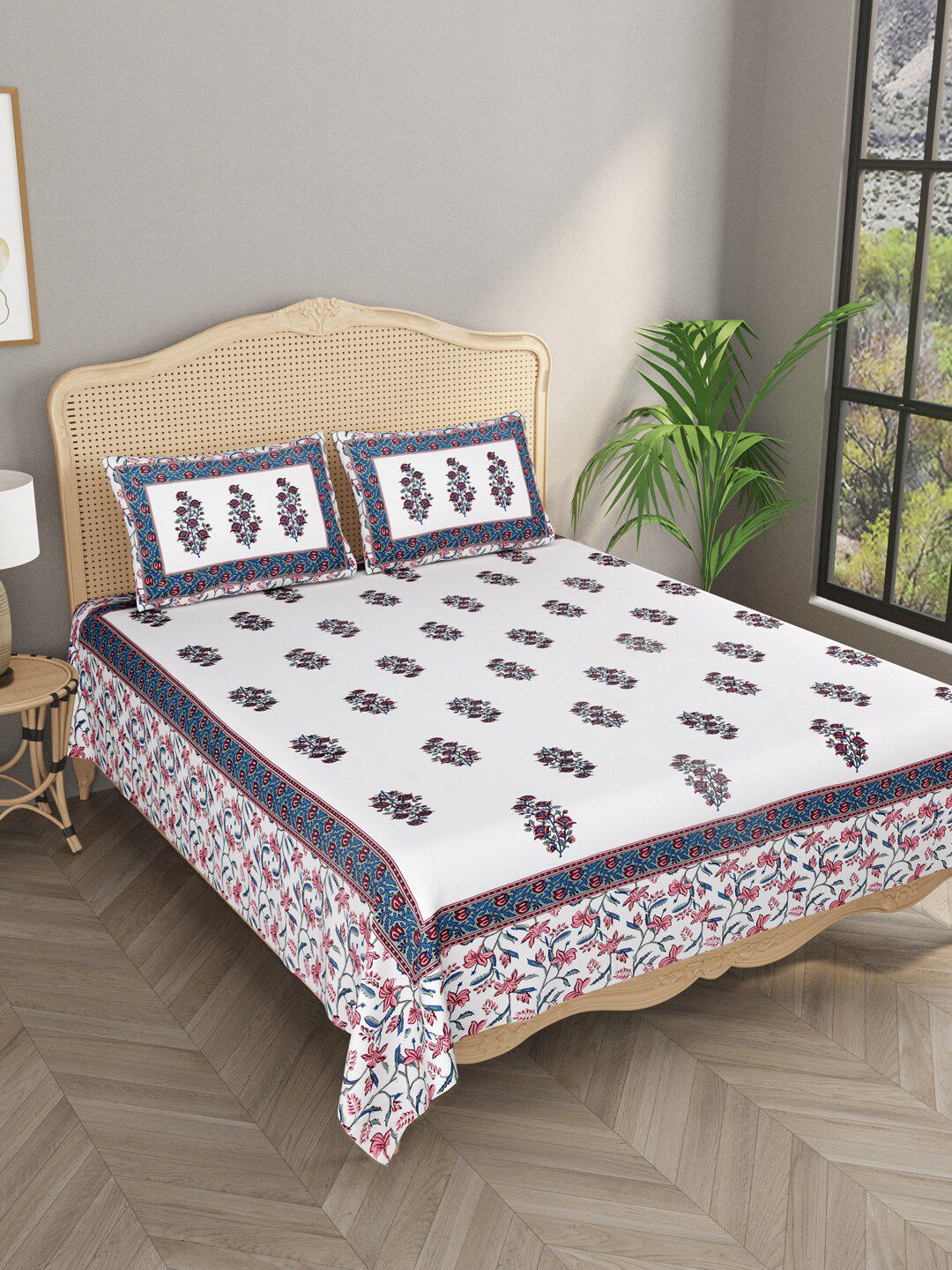 Gulaab Jaipur Printed 400 TC King Bedsheet with 2 Pillow Covers Price in India