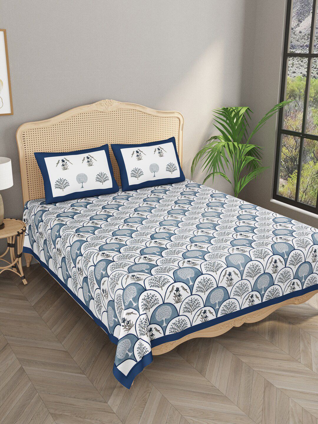 Gulaab Jaipur Printed 350 TC King Bedsheet with 2 Pillow Covers Price in India