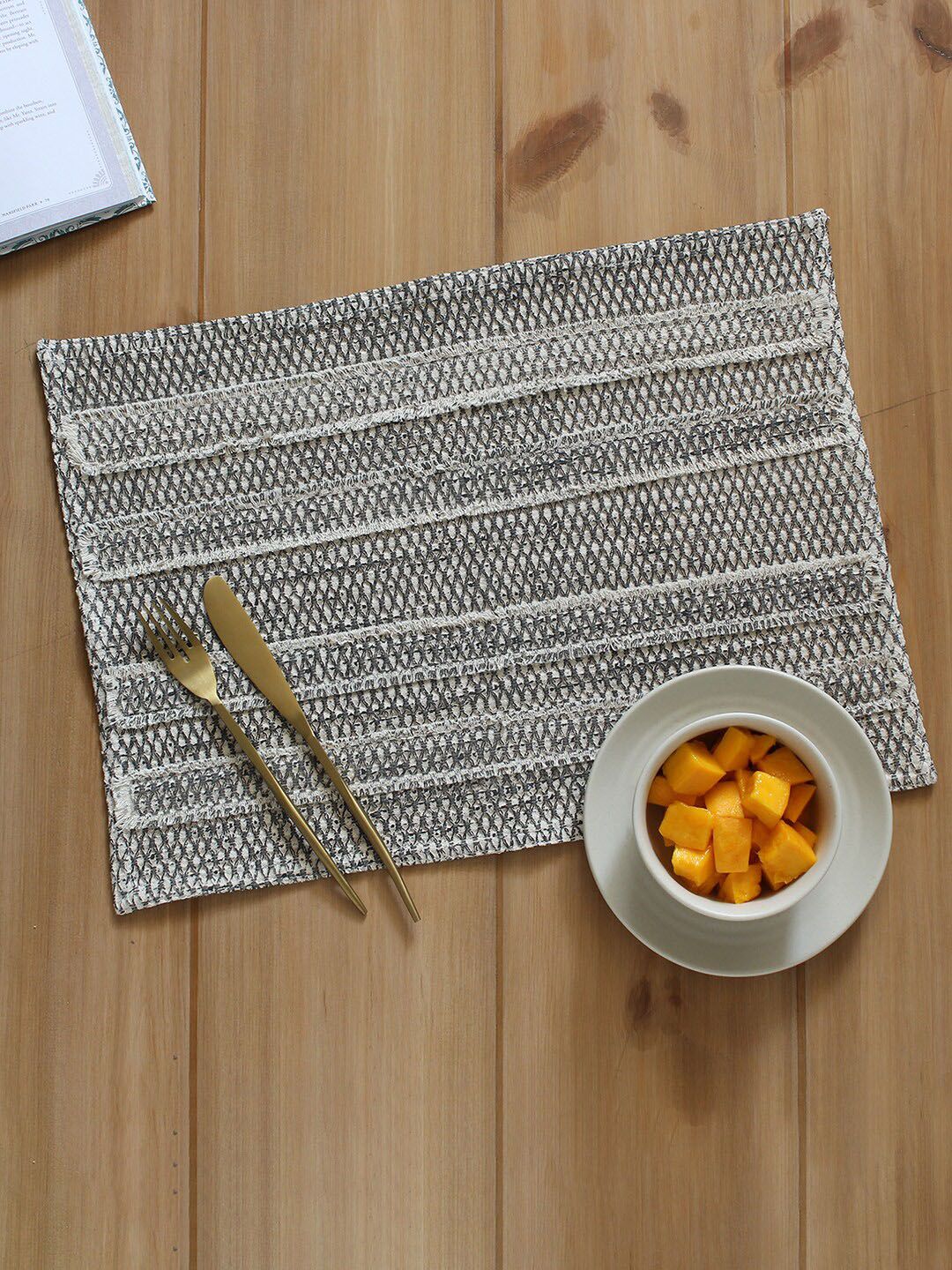 House This Set Of 6 Solid Cotton Table Placemats Price in India