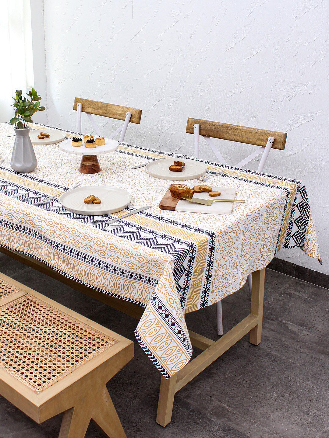 House This Yellow Printed 6 Seater Table Covers Price in India