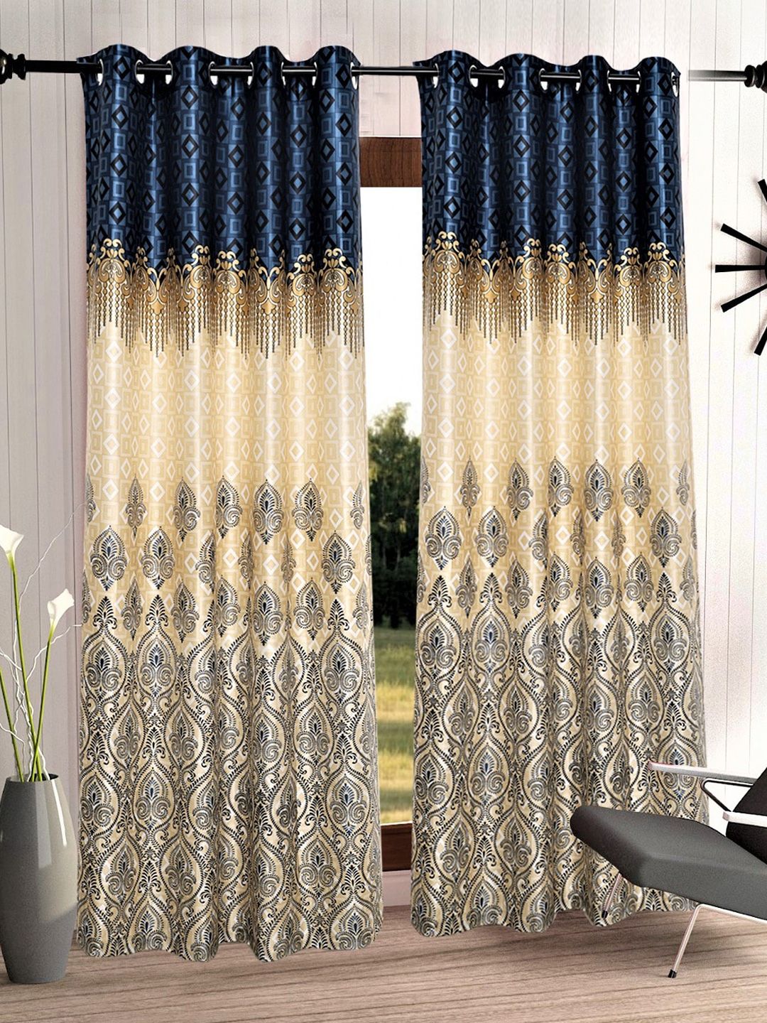 Home Sizzler  Set of 2 Ethnic Motifs Polyester Regular Door Curtain Price in India