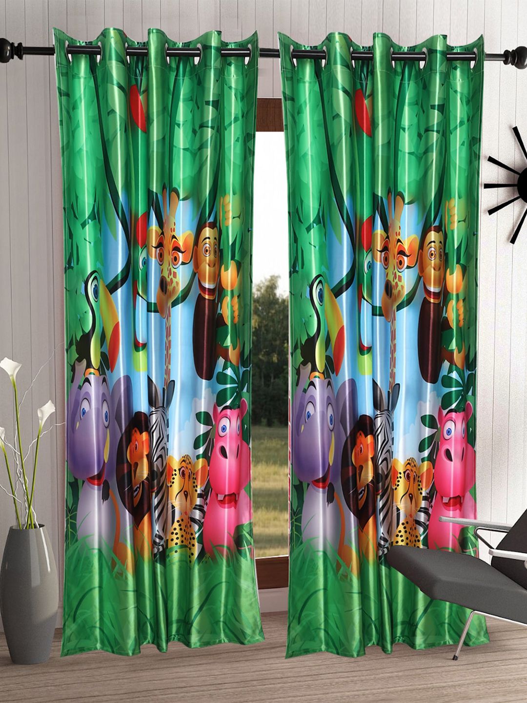 Home Sizzler Set of 2 Printed Polyester Room Darkening Window Curtain Price in India