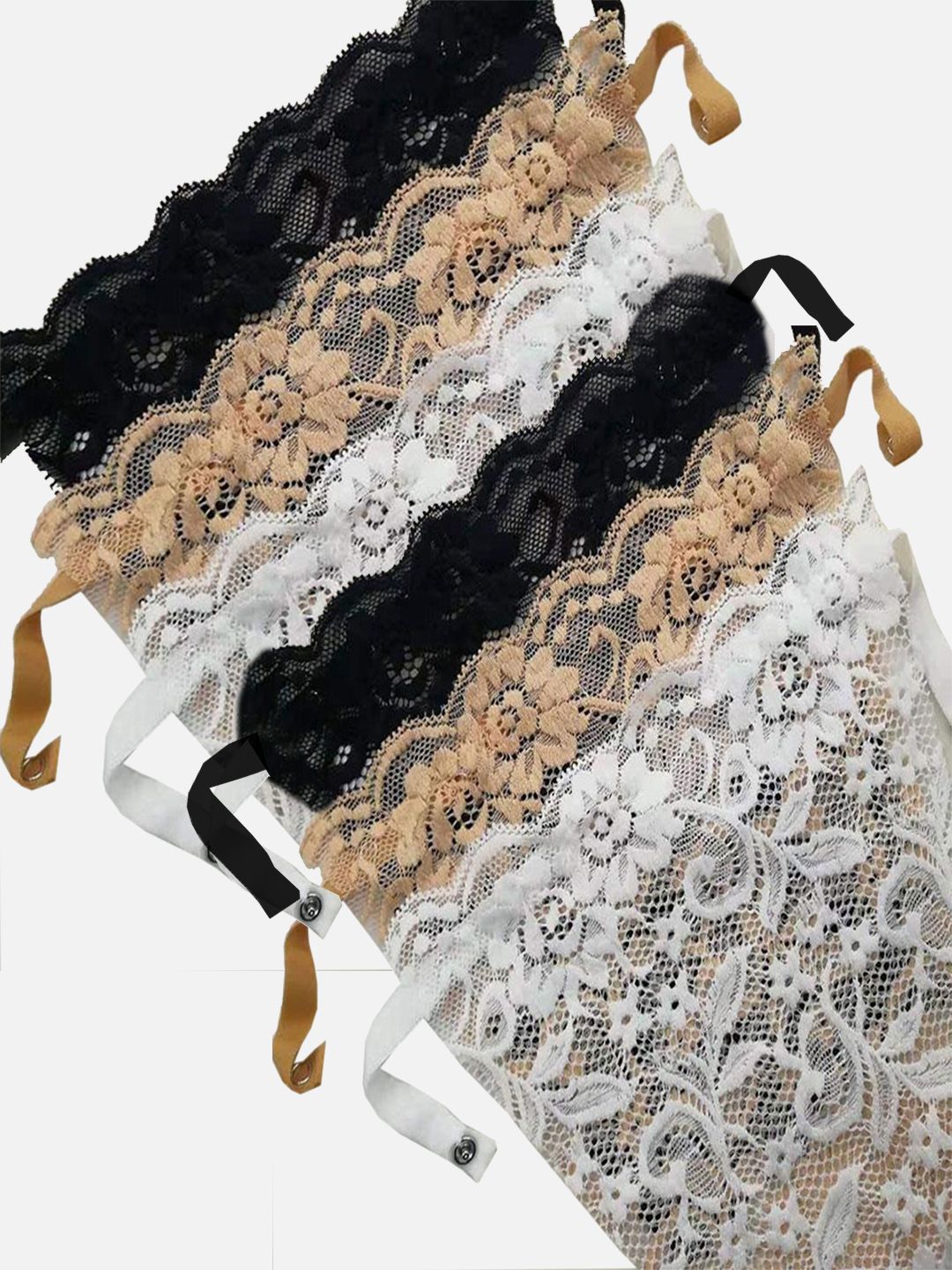 StyFun Women Pack of 6 Cotton Floral Lace Bra Cleavage Cover Up Clip-on Camisole