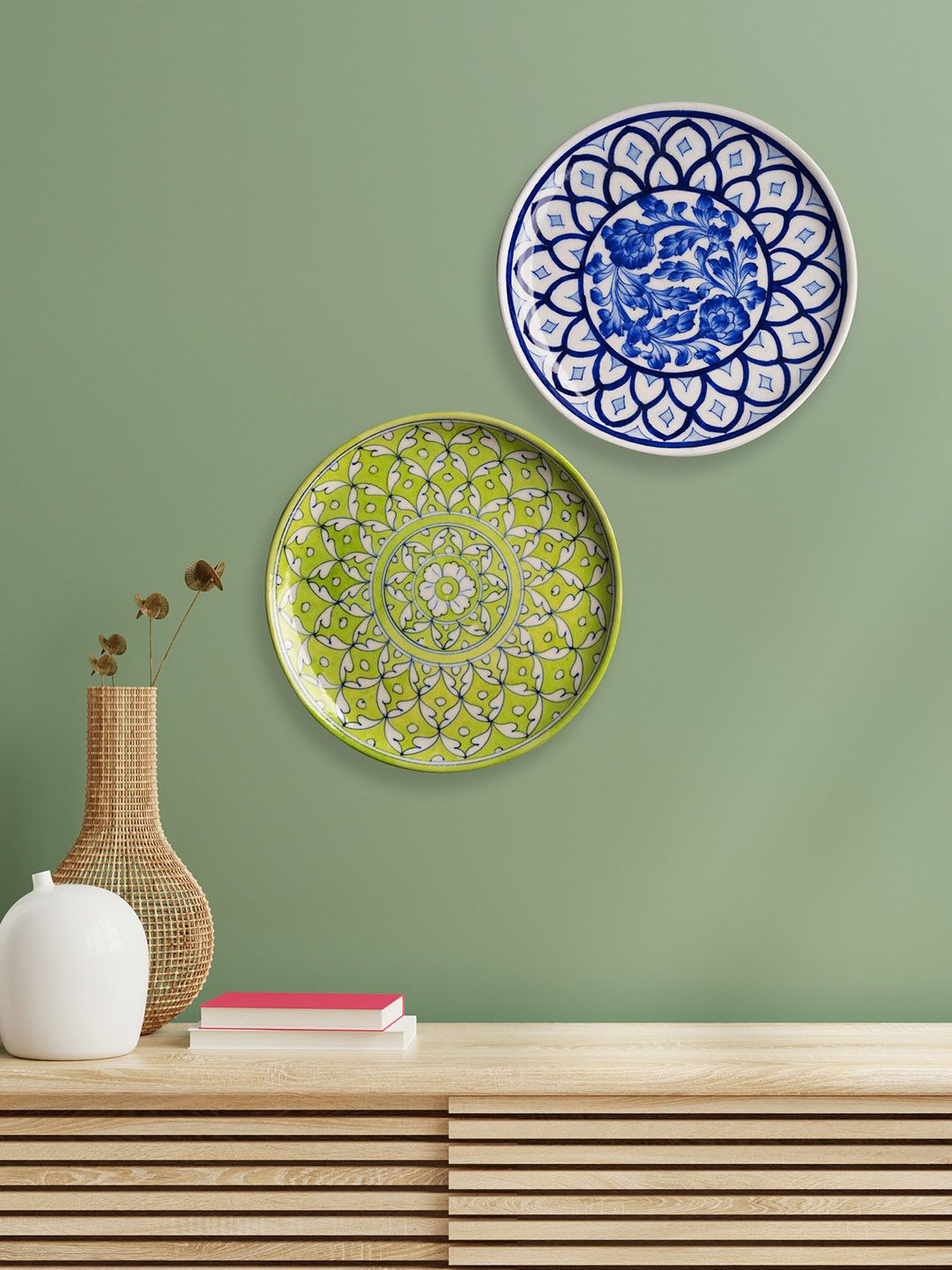 Folkstorys Set Of 2 Pottery Wall Plates Price in India