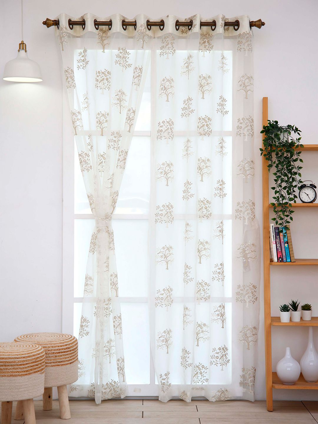 Ariana Embroidered Polyester Sheer Long Door Curtain Price in India