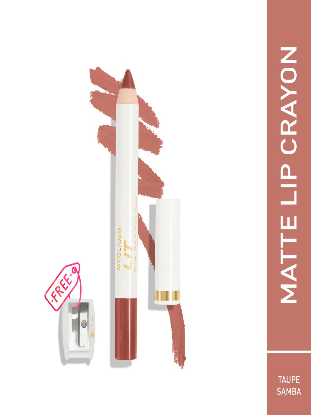 MyGlamm LIT Matte About It Lip Color with Sharpener 2.8g - Taupe Samba