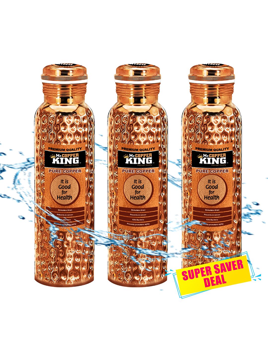 MR. COPPER KING Set Of 3 Copper Water Bottle Price in India