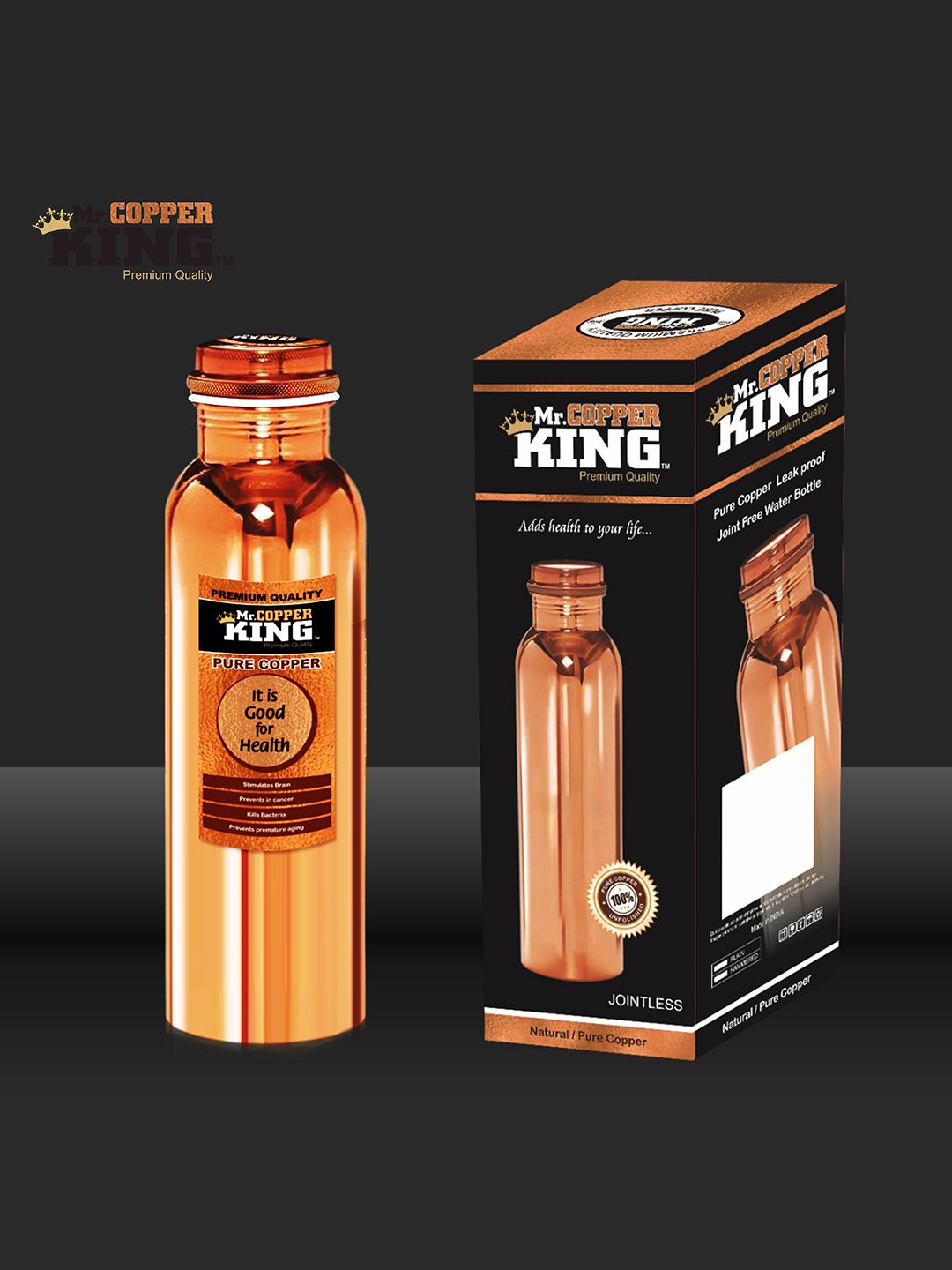 MR. COPPER KING Set of 4Solid Copper Water Bottle 950 ml Price in India