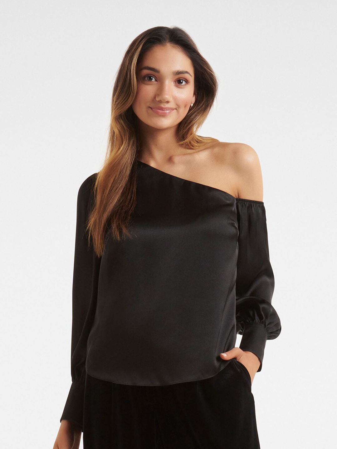 Forever New Black One Shoulder Top Price in India