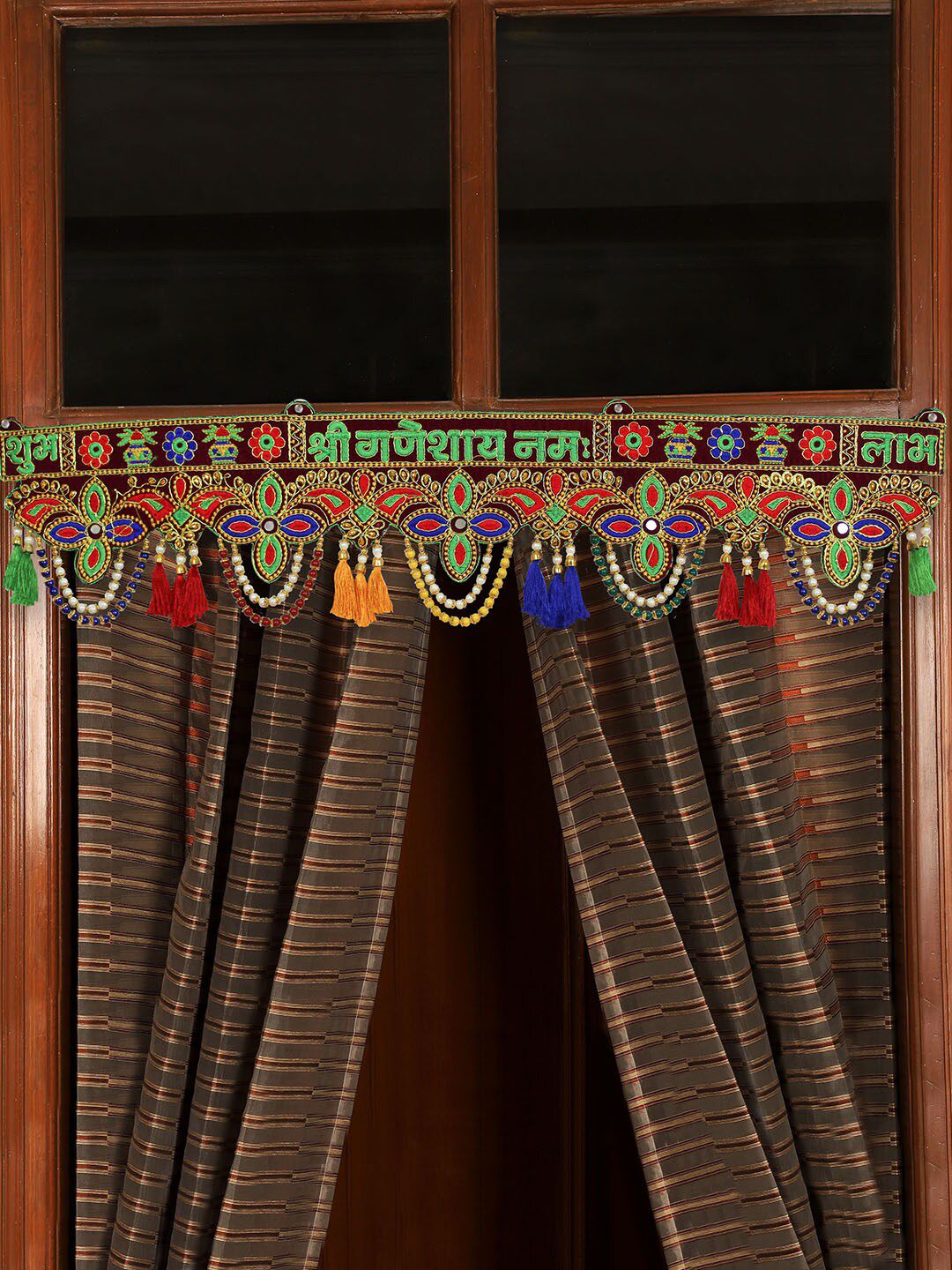 TIED RIBBONS Embroidered Traditional Diwali Decor Door Hanging Bandhanwar Toran Price in India