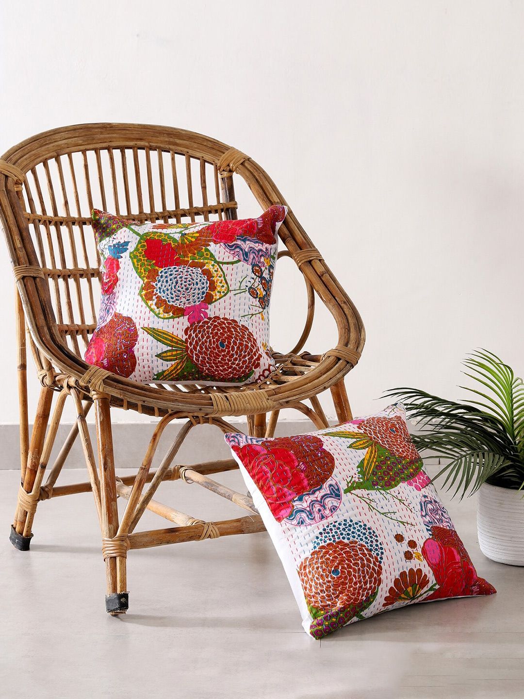 HANDICRAFT PALACE  Set of 2 Cotton Printed Square Cushion Covers Price in India