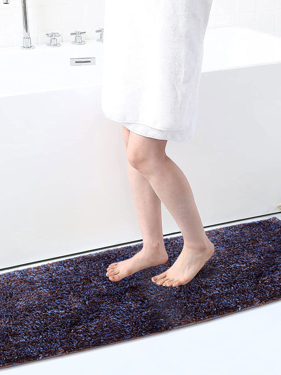 LUXEHOME INTERNATIONAL Solid 1600 GSM Microfibre Anti-Skid Bath Rug Price in India