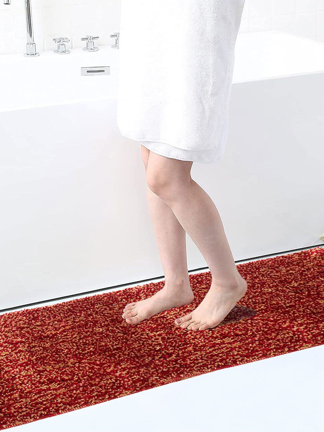 LUXEHOME INTERNATIONAL Solid 1600 GSM Microfibre Anti-Skid Bath Rug Price in India