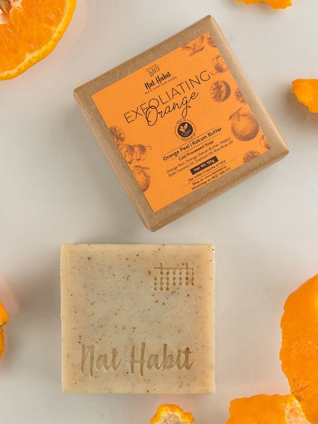 Nat Habit Cold Processed Exfoliating Orange Soaps with Kokum Butter - 125 g