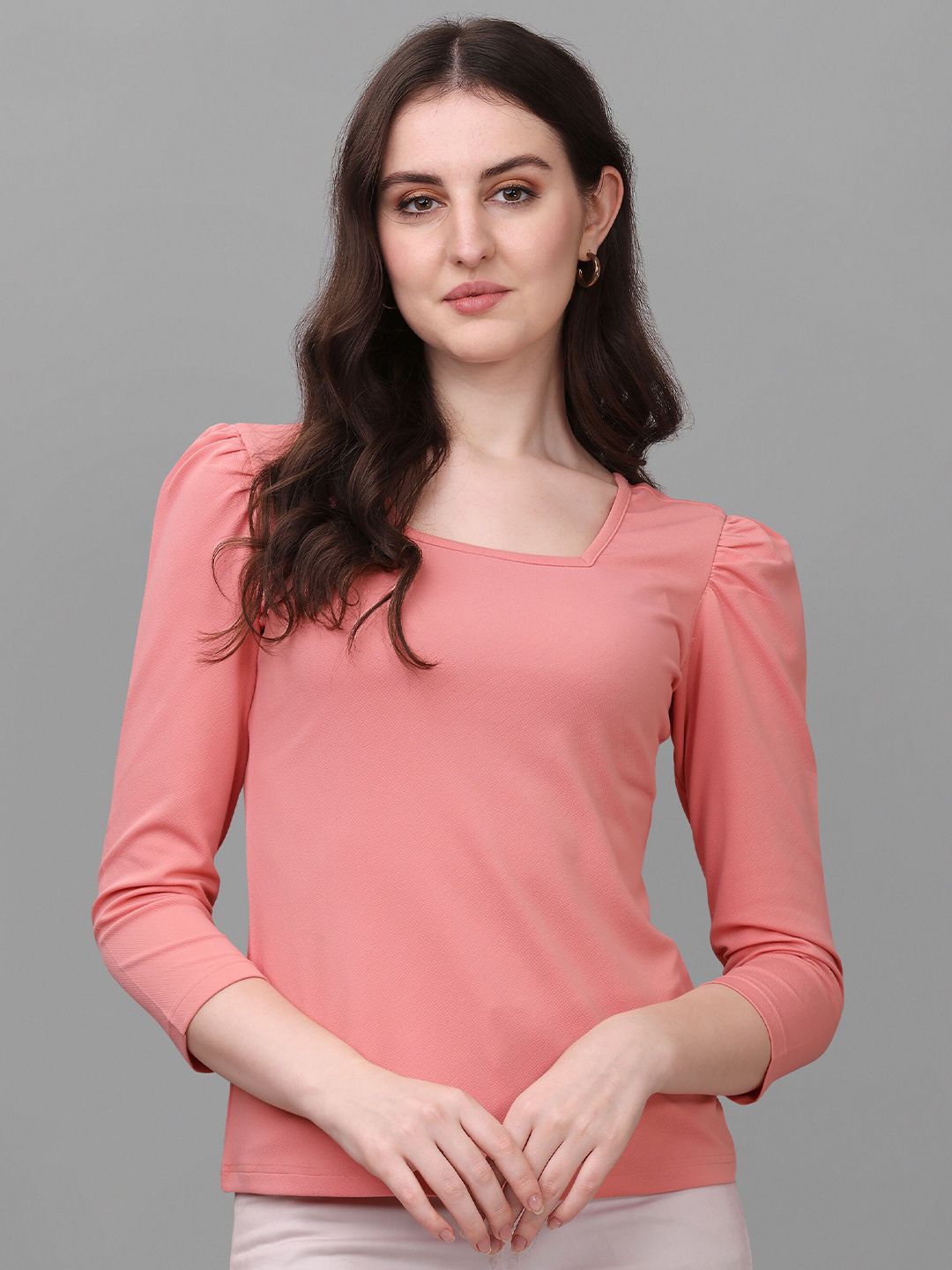 VeBNoR Women Squared-Neck Long Sleeeves Top Price in India